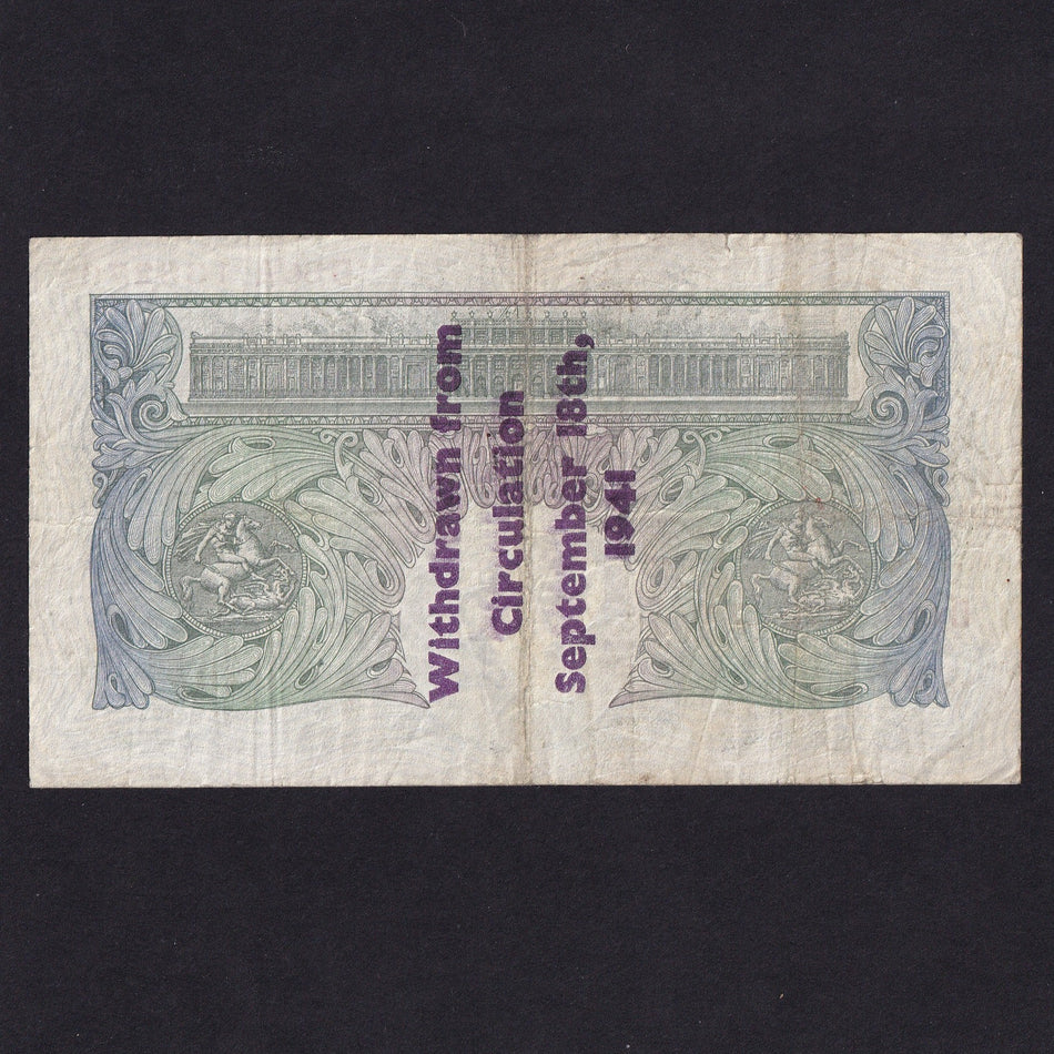 Bank of England (B239A) Peppiatt, £1, Withdrawn from Circulation September 18th 1941 overprint, D88A (184 notes recorded of D--A prefix), Fine