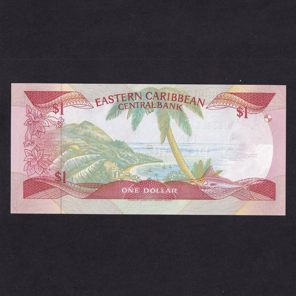 East Caribbean (P21u) $1, 1988-89, suffix U, Anguilla named on map, UNC
