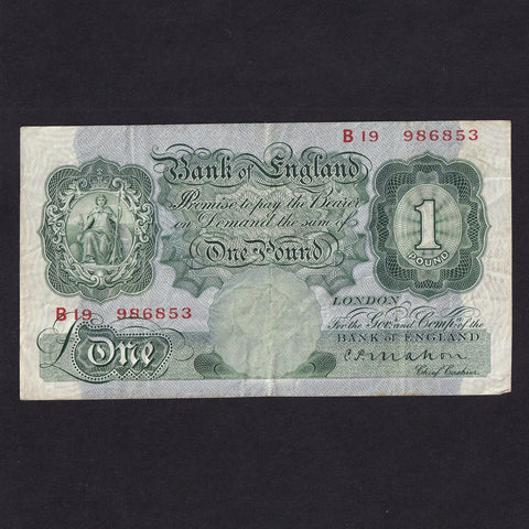 Bank of England (B212) Mahon, £1, 1928, B19, VG/ Fine