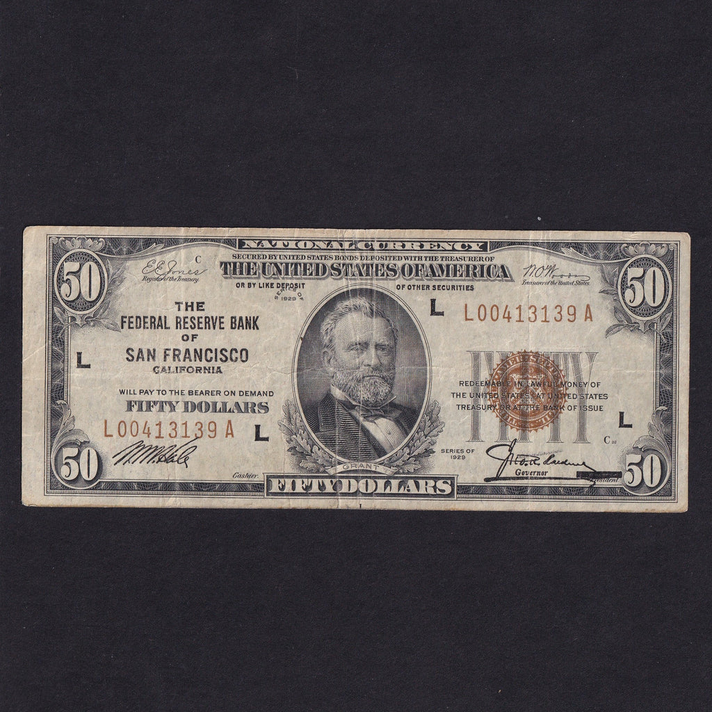 USA, National Currency, $50, 1929, The Federal Reserve Bank of San Francisco, California, L00413139A, FR.1880-L, VG