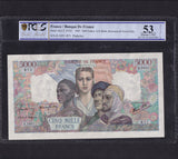 France (P103c) 5000 Francs, 1945, pinholes, A/UNC