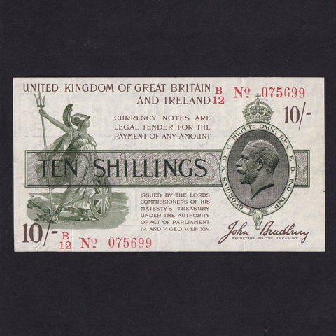 Treasury Series (T20) Bradbury, 10 Shillings, B12, no.075699, lightly pressed, VF