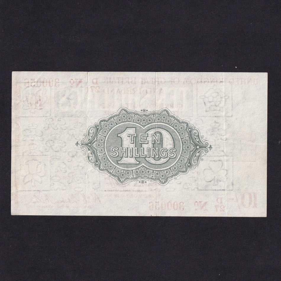 Treasury Series (T26) Fisher, 10 Shillings, D27 30056, lightly pressed, VF