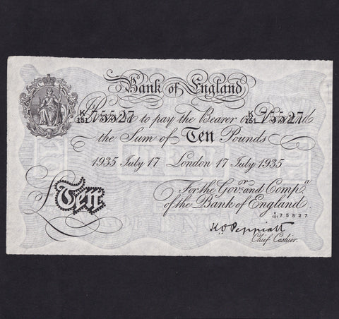 Operation Bernhard - Nazi forgery 1942-44, Peppiatt , £10, 17th July 1935, K151 75527, Good VF