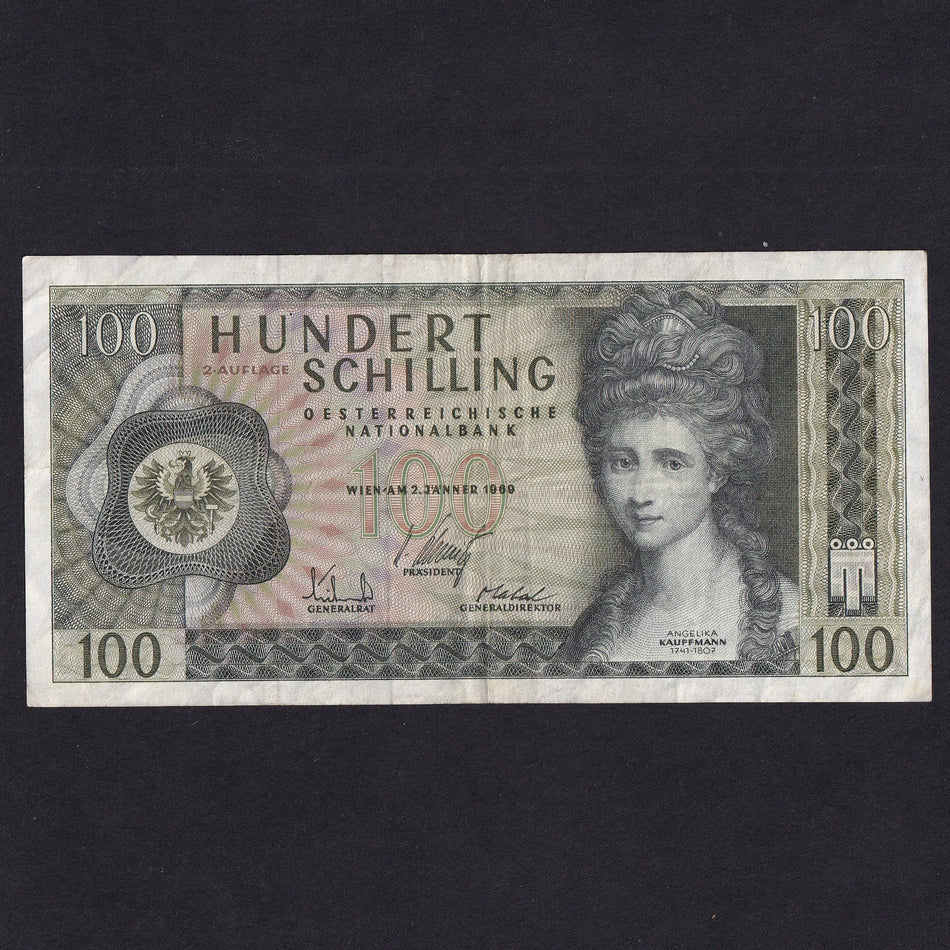 Austria (P146a) 100 Schilling, 1969, Angelia Kauffmann, Fine/VF