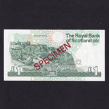 Scotland (P350a) Royal Bank of Scotland, £1 specimen, 13th December 1988, Maiden signature, A/41 000000, A/UNC