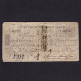 Provincial - Saffron Walden, £5, 1823, for James Searle etc., initials at left, Outing 1848c, VG/Fine