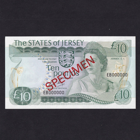 Jersey (P13bs) £10 specimen, L. May, EB000000, UNC