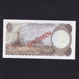 Jersey (P12as) £5 specimen, Clennett, CB000000, UNC