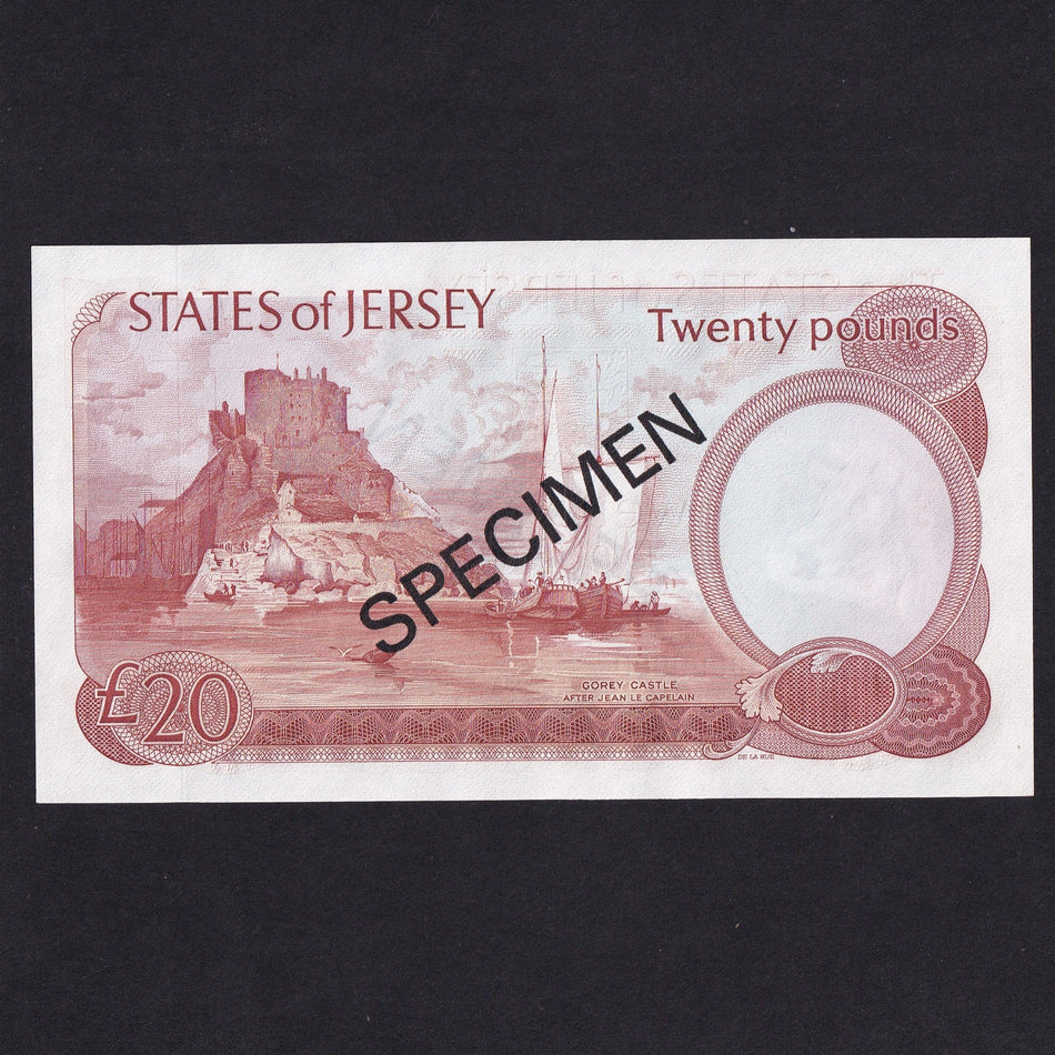 Jersey (P14bs) £20 specimen, L. May, AC000000, UNC