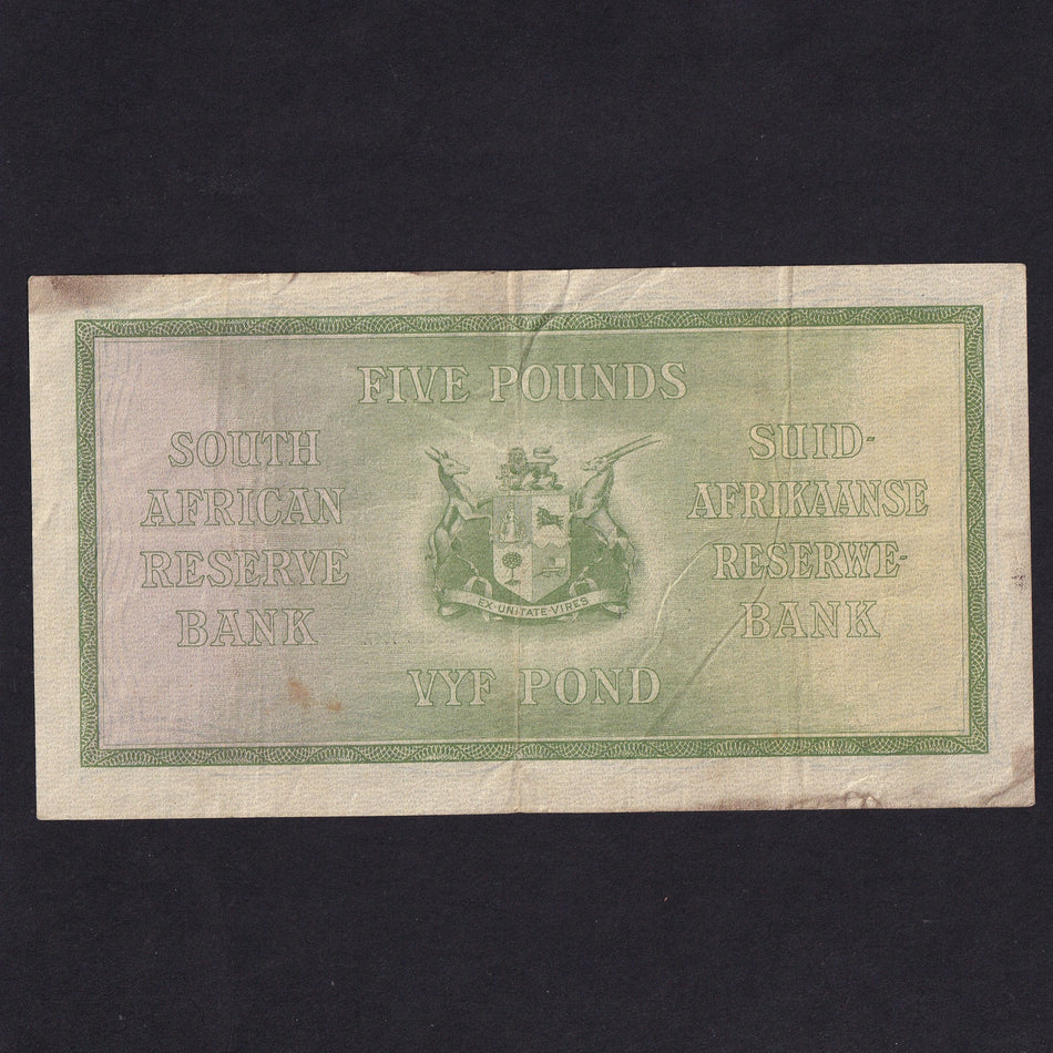 south Africa (P86c) £5, 12th November 1947, De Kock signature, B31 814863, VF