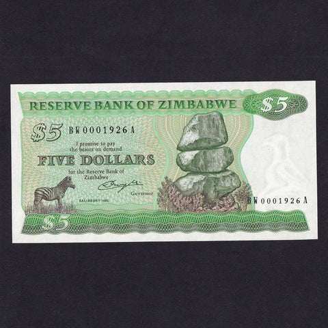 Zimbabwe (P.2a) $5 replacement, 1980, BW0002250A, A/UNC