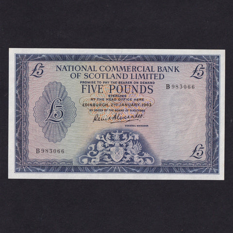 Scotland (P273) National Commercial Bank, £5, 21nd January 1963, B983066, PMSNC9, Good EF