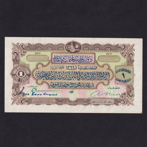 Turkey (P68b) 1 Livre, 1914, unissued, Waterlow printing, UNC