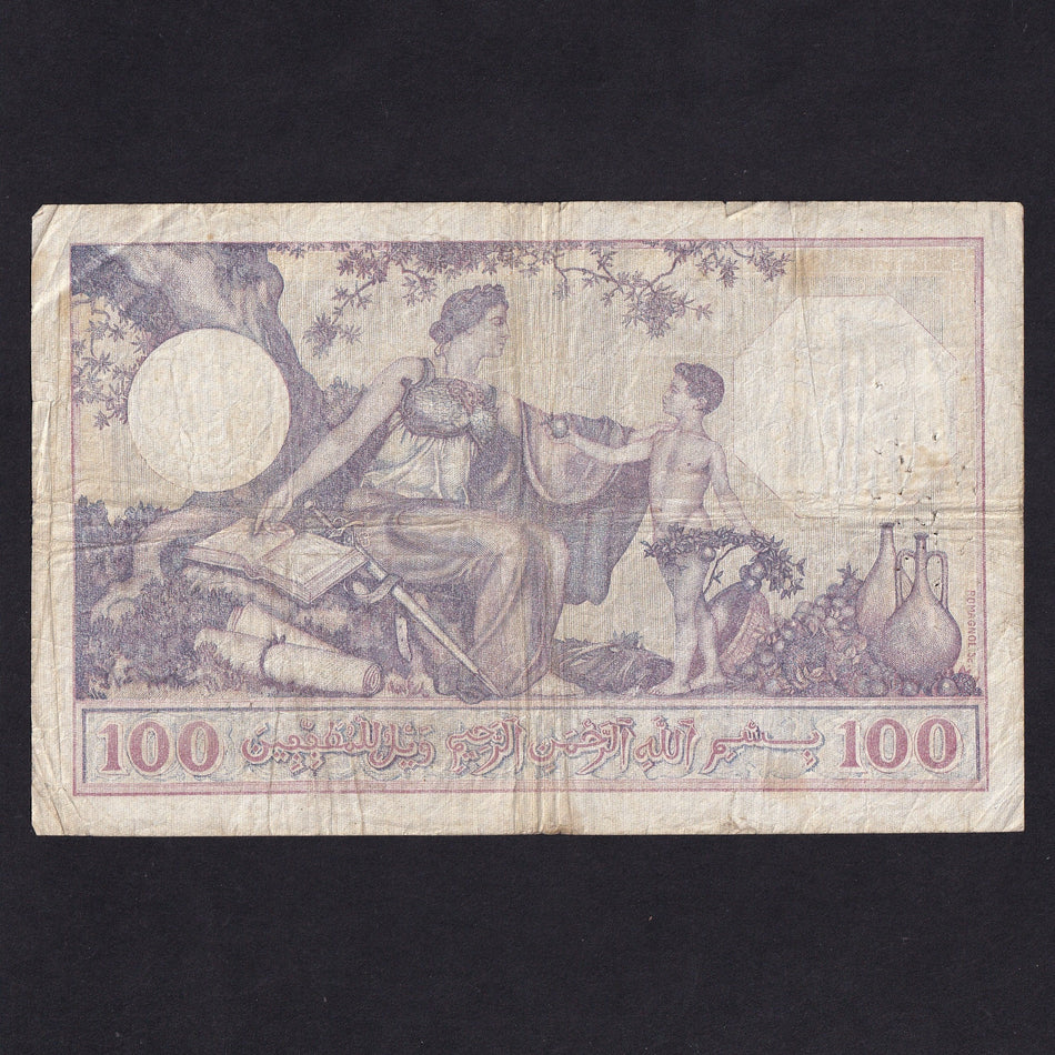 Algeria (P.81b) 100 Francs, 28th November 1932, A 1068 518, pinholes, VG