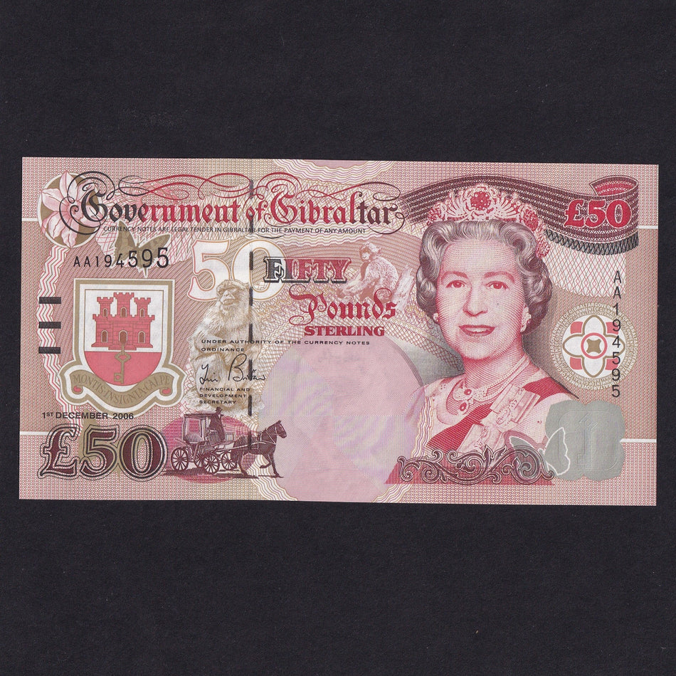 Gibraltar (P34) £50, 2006, Churchill, AA194595, QEII, UNC