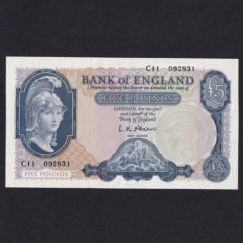 Bank of England (B277) O'Brien, £5, C11, centre fold, otherwise EF