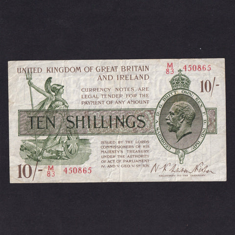Treasury Series (T30) Fisher, 10 Shillings, watermark composite, M83, VG