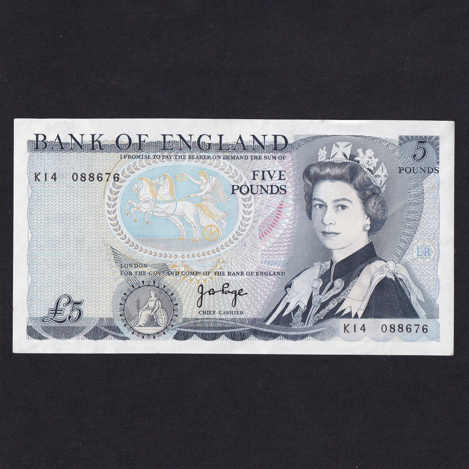 Bank of England (B332) Page, £5, K14, traced to K18, count crease, otherwise UNC