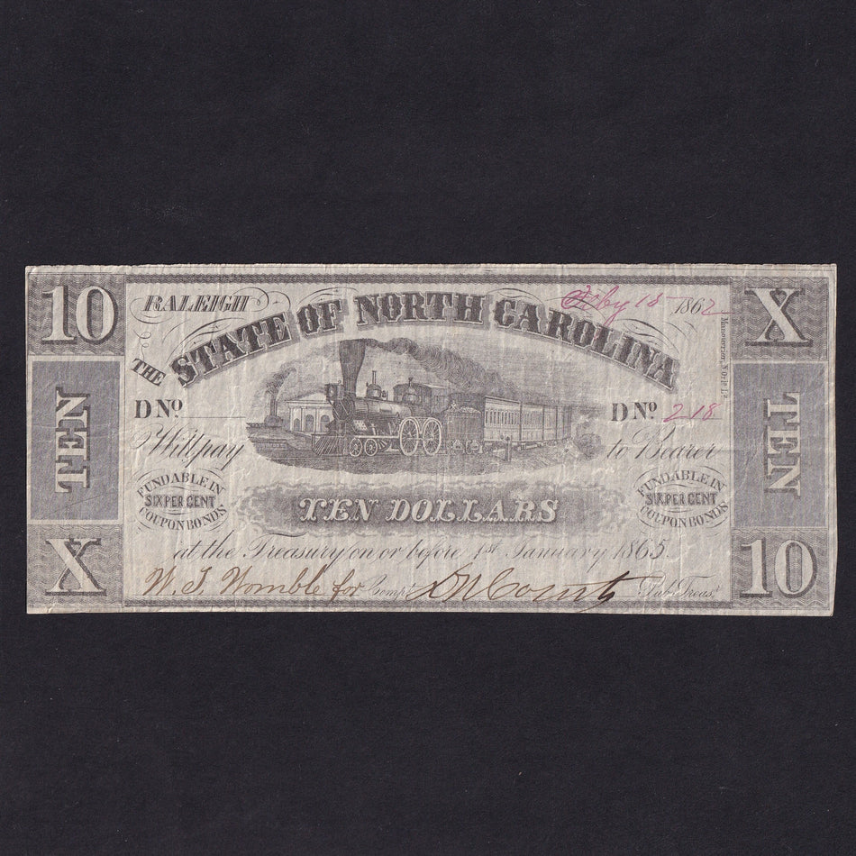 USA (PS2342a) North Carolina Civil War, $5, 1862, no.218, train, VF