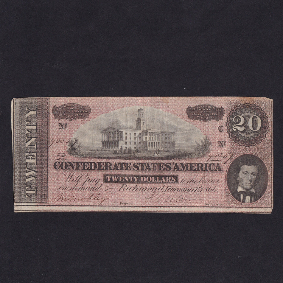 Confederate States (P69) $20, 1864, Stephens, Fine/VF