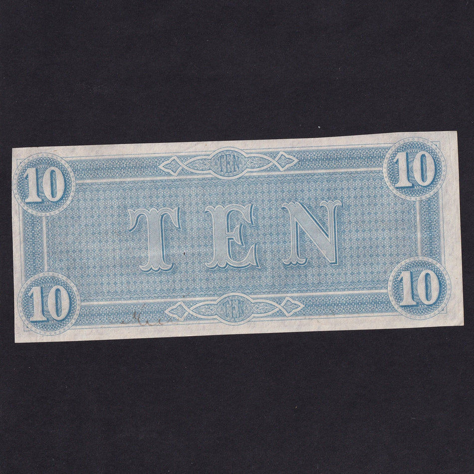 Confederate States (P68) $10, 1864, Hunter, no.93020, EF