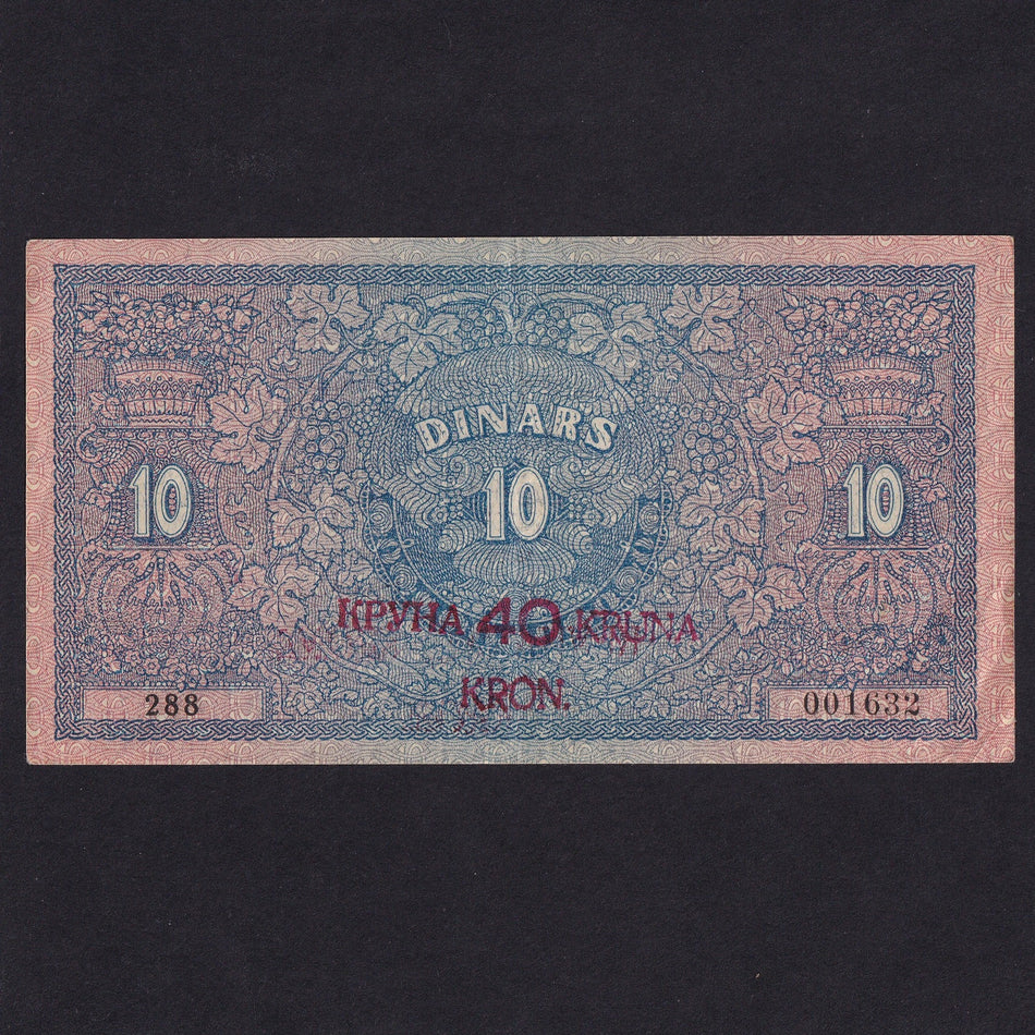 Yugoslavia (P.17) 40 Kronen on 10 Dinara, 1919, EF