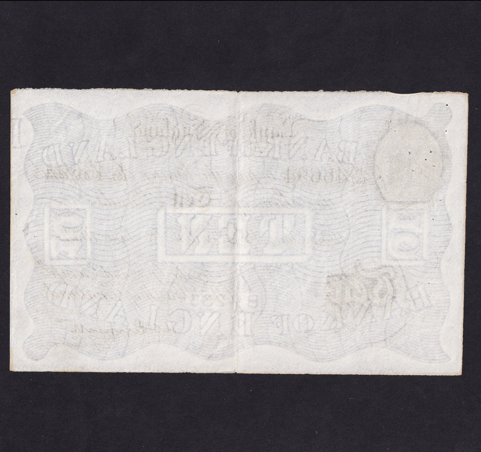 Operation Bernhard - Nazi forgery 1942-44, Peppiatt , £10, 18th June 1934, K137 466694, VF