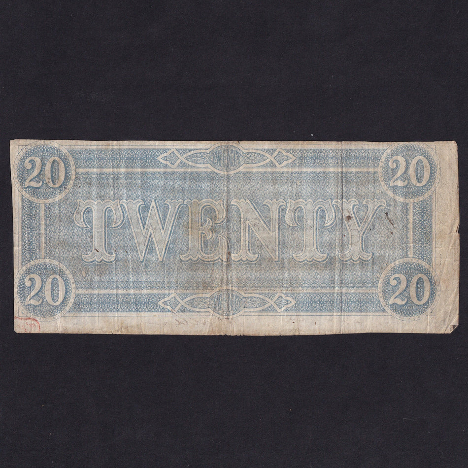 Confederate States (P69) $20, 1864, Stephens, Fine/ VF