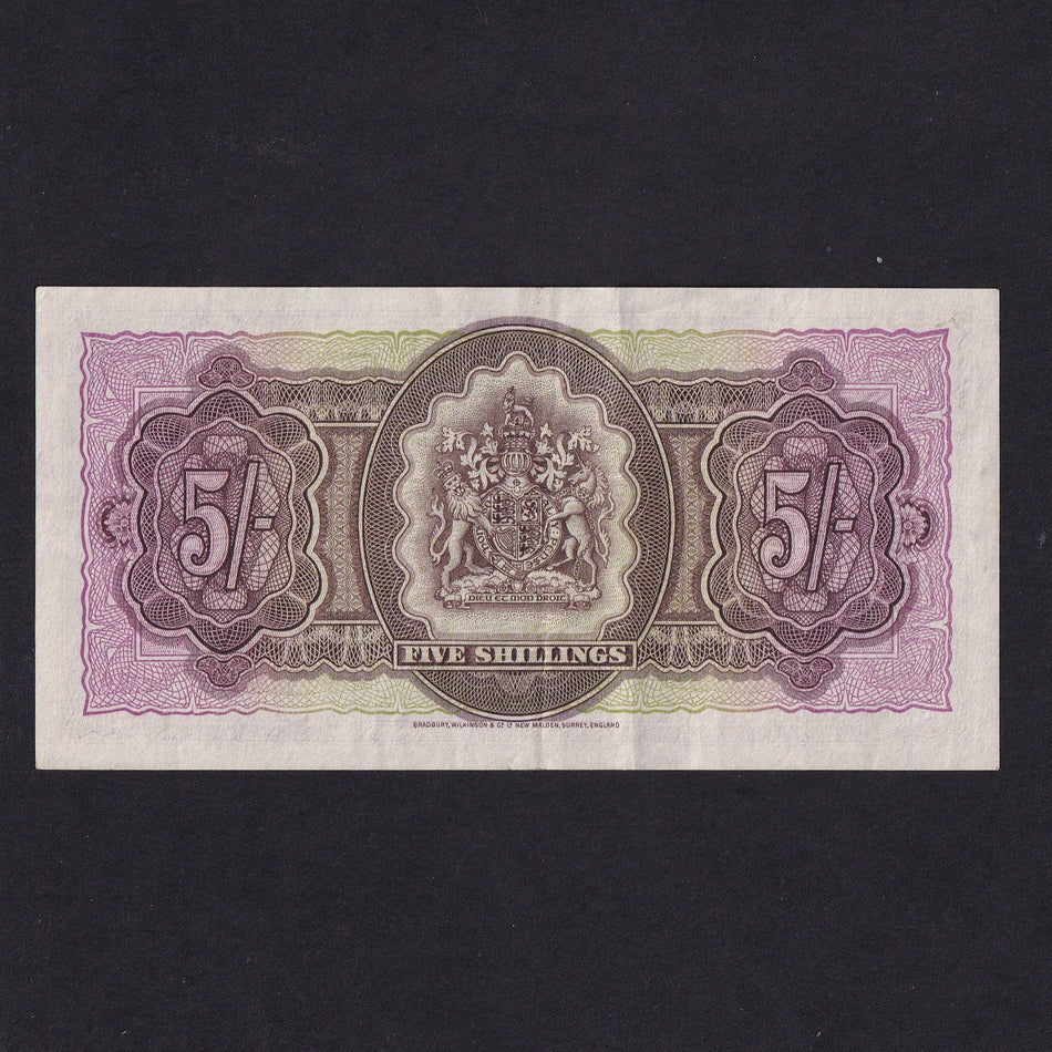 Bermuda (P18a) 5 Shillings, 20th October 1952, first date, QEII, H/1 65062, EF