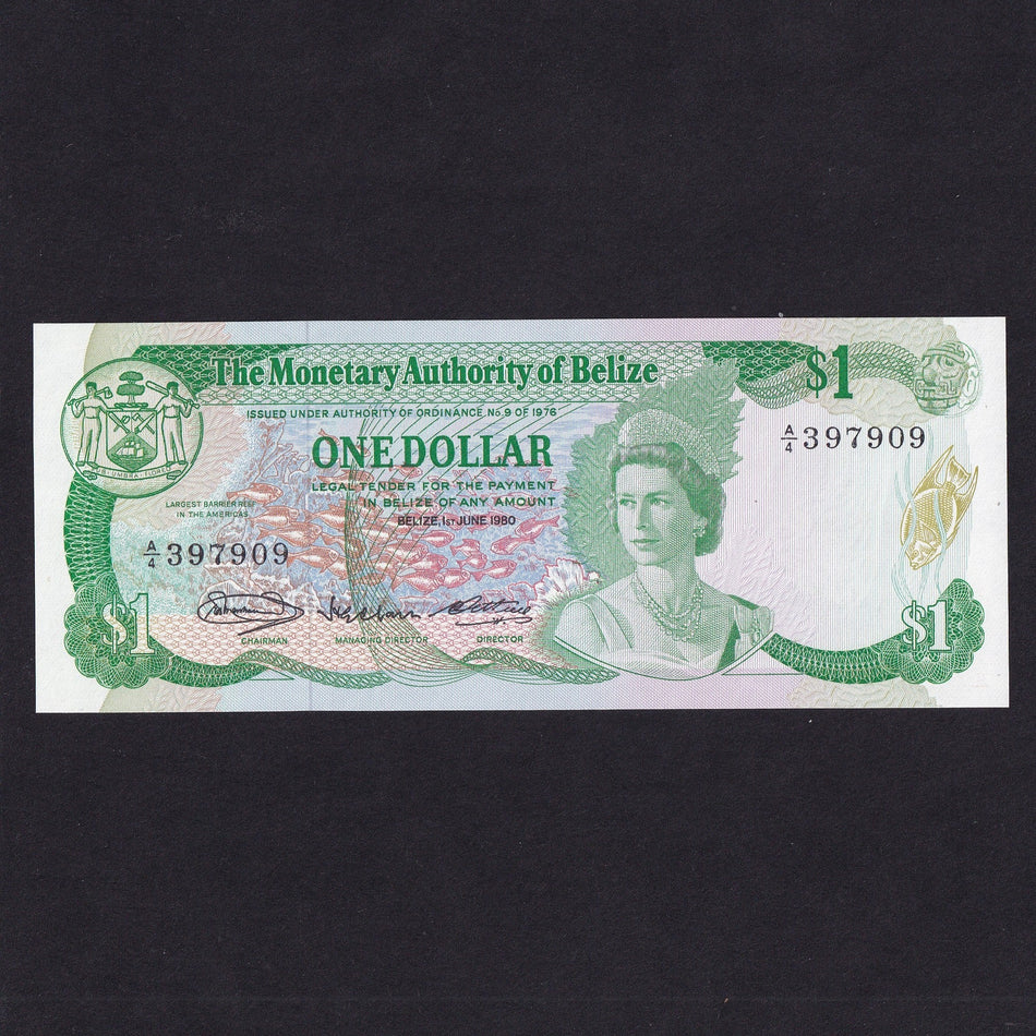 Belize (P38) $1, 1980, Monetary Authority of Belize, UNC