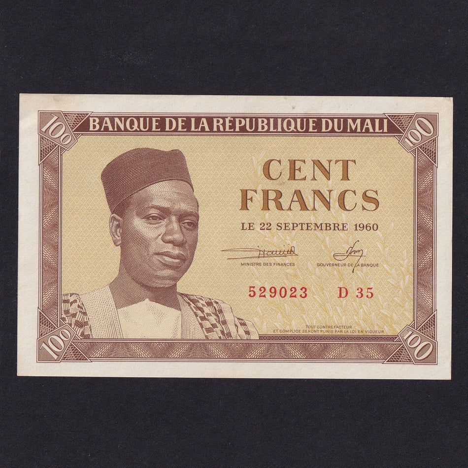 Mali (P3) 100 Francs, 1960, Keita, D35 529023, Good EF