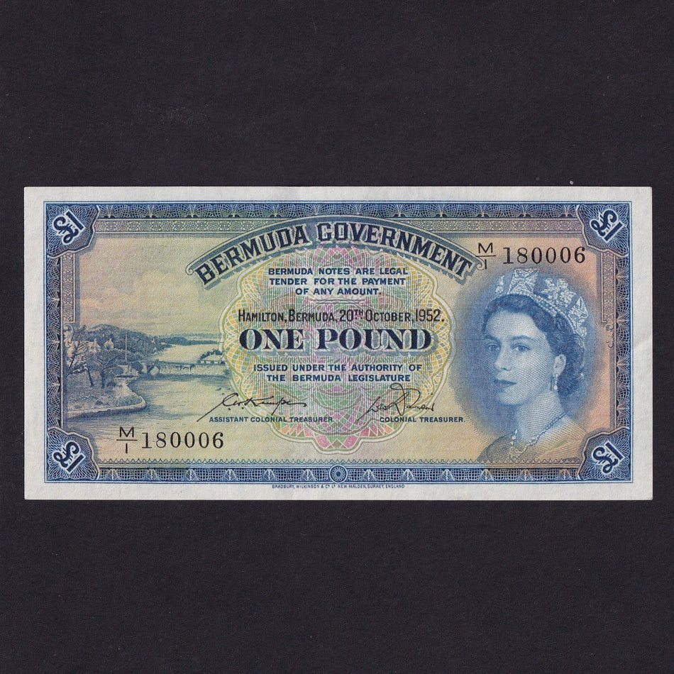 Bermuda (P20a) £1, 20th October 1966, QEII, M/1 180006, centre fold, EF