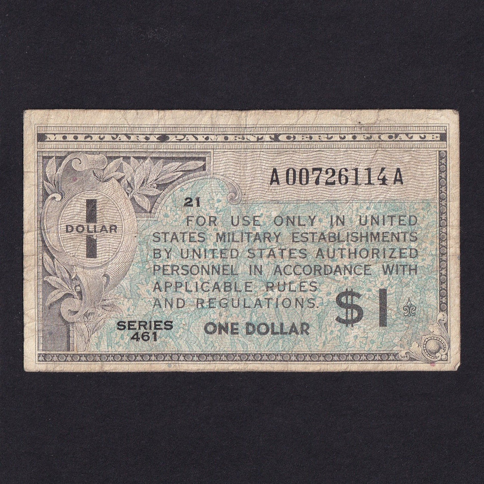 USA (PM5) Military Payment Certificate, $1, 1946, series 461, VG