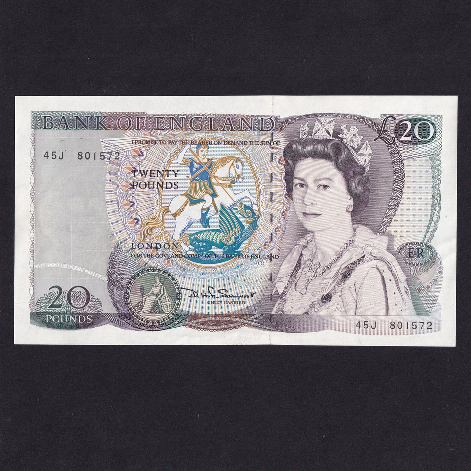 Bank of England (B351) Somerset, £20, Shakespeare watermark, green added, mid-series, 45J, A/UNC