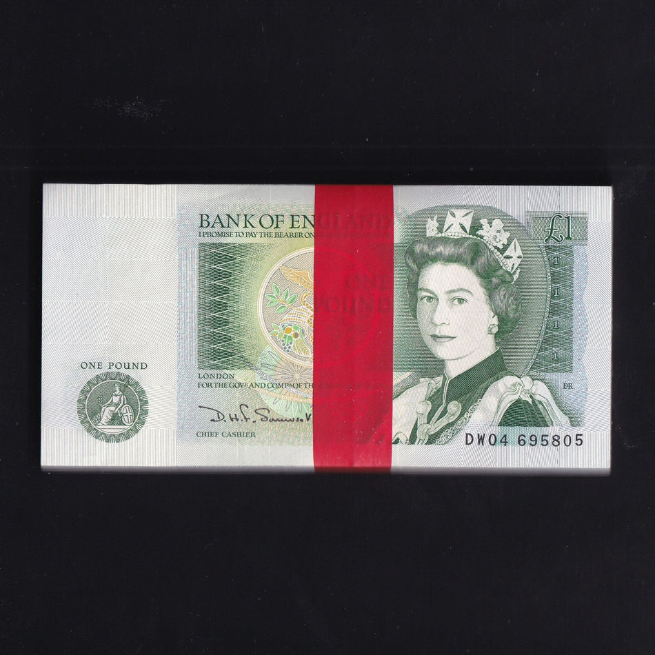 Bank of England (B341) Somerset, £1 bundle of 100 notes, DW04 695805/904, UNC