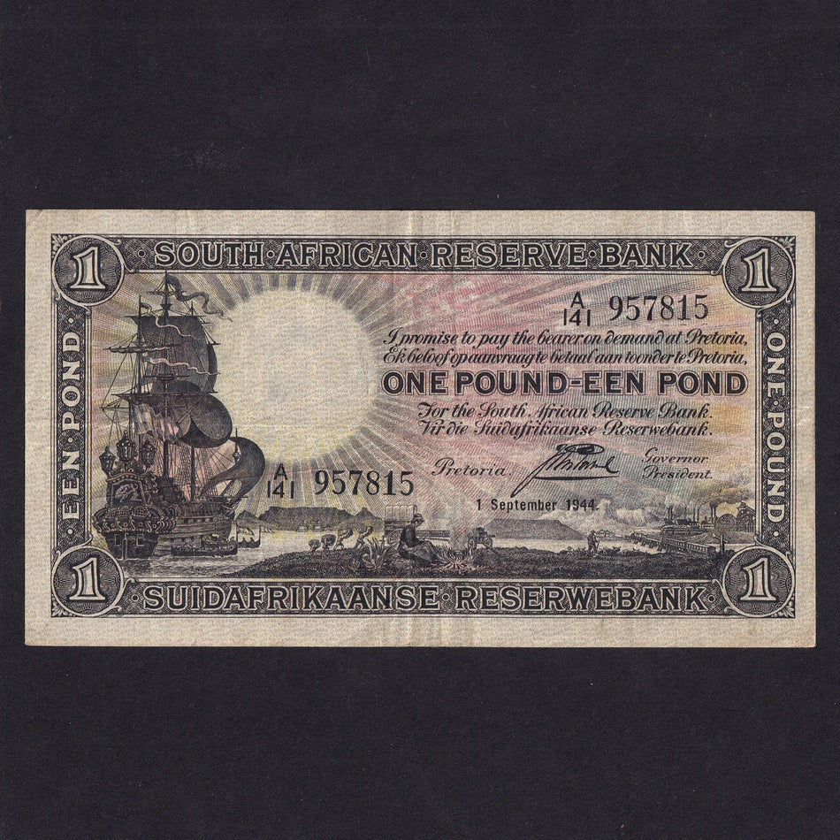 South Africa (P84e) £1, 1st September 1944, Postmus signature, A/141 957815, VF