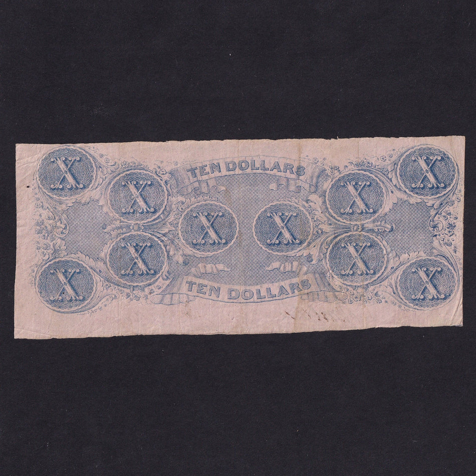 Confederate States (P52d) $10, 2nd December 1862, series 4, pink paper, blockade run, cut cancelled, Fine