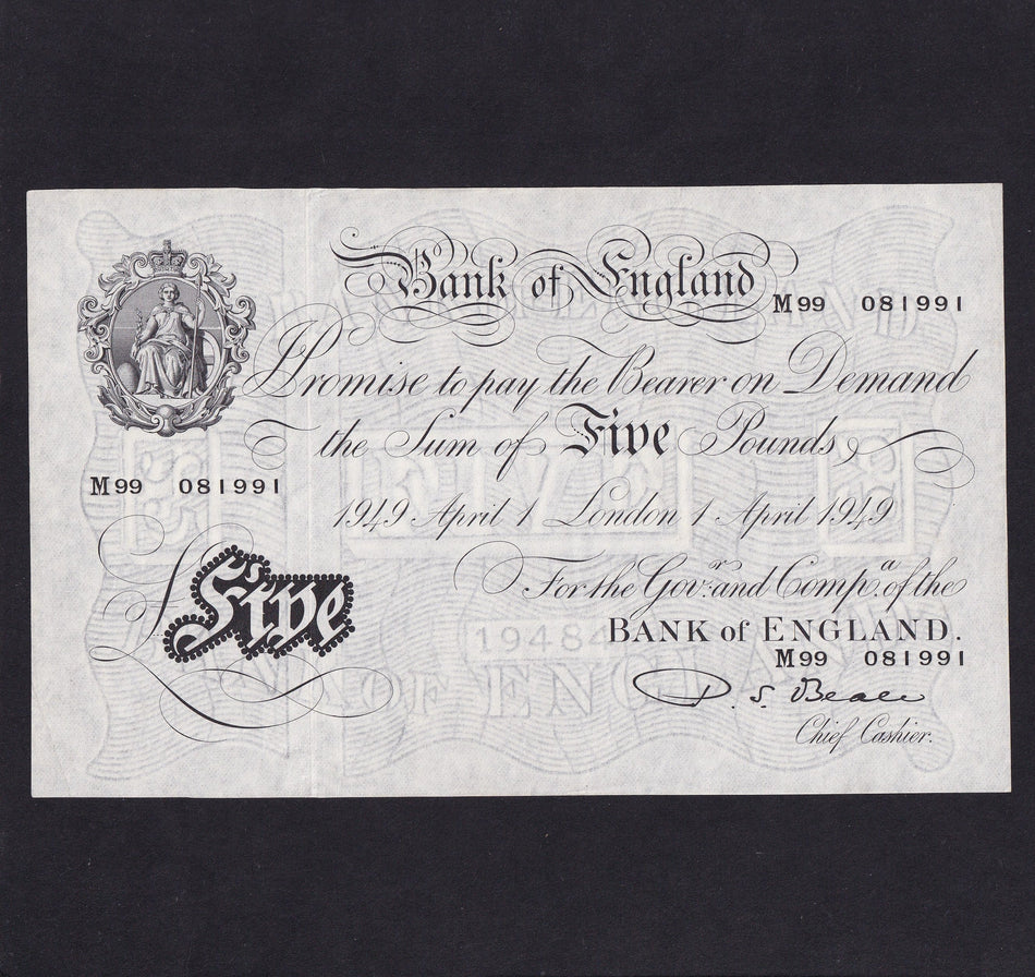 Bank of England (B270) Beale, £5, 1st April 1949, M99 081991, last million of series, EF