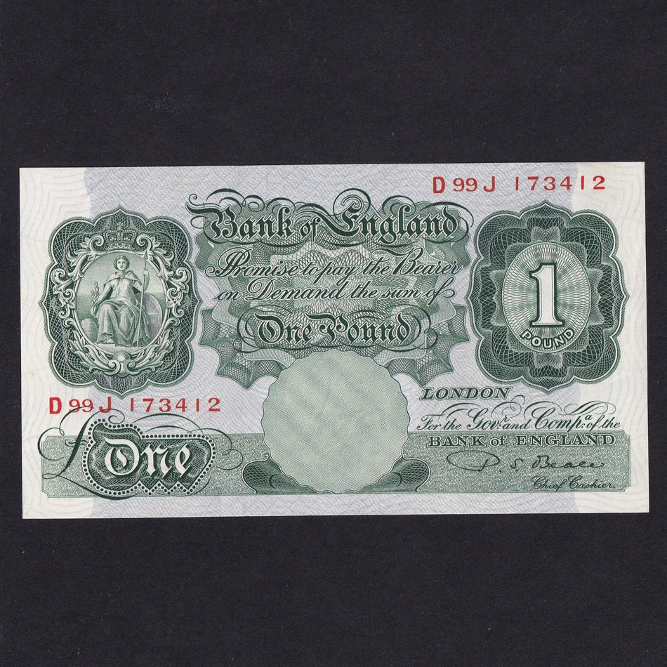 Bank of England (B268) Beale, £1, last million of prefix, D99J, Good EF