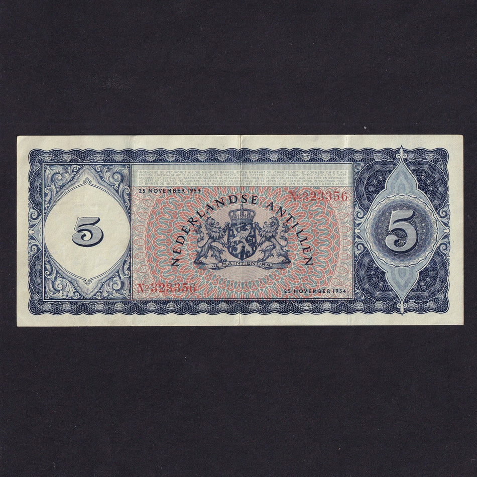 Curacao (P45) 5 Gulden, 1958, Good VF