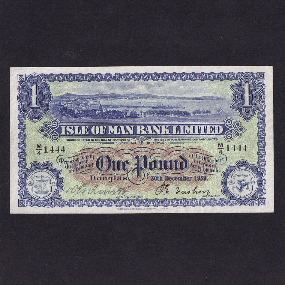 Isle of Man (P.6d) £1, 30th December 1959, M/4 1444, Cashin/ Quirk, M283, pressed, VF