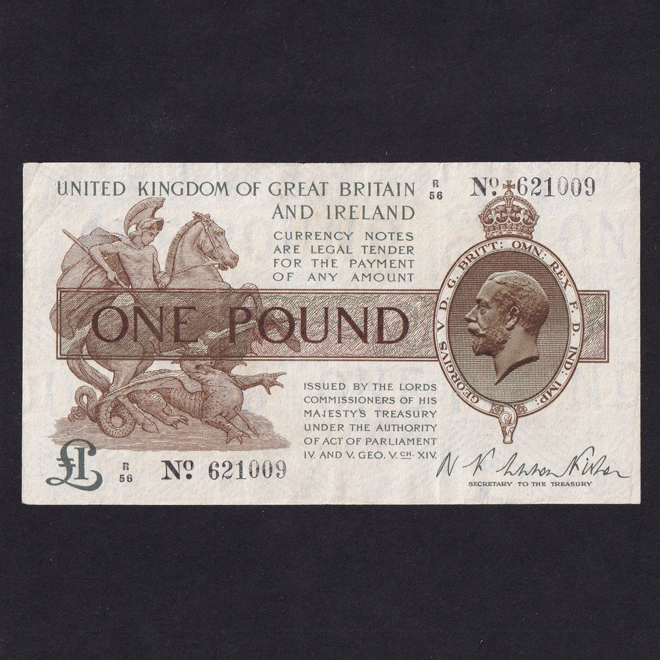 Treasury Series (T24) Fisher, £1, R56, watermark overall, pressed, Good Fine