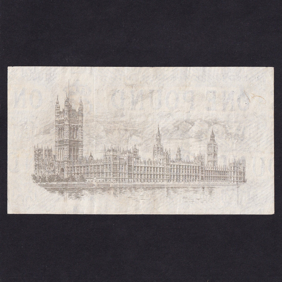 Treasury Series (T24) Fisher, £1, R56, watermark overall, pressed, Good Fine