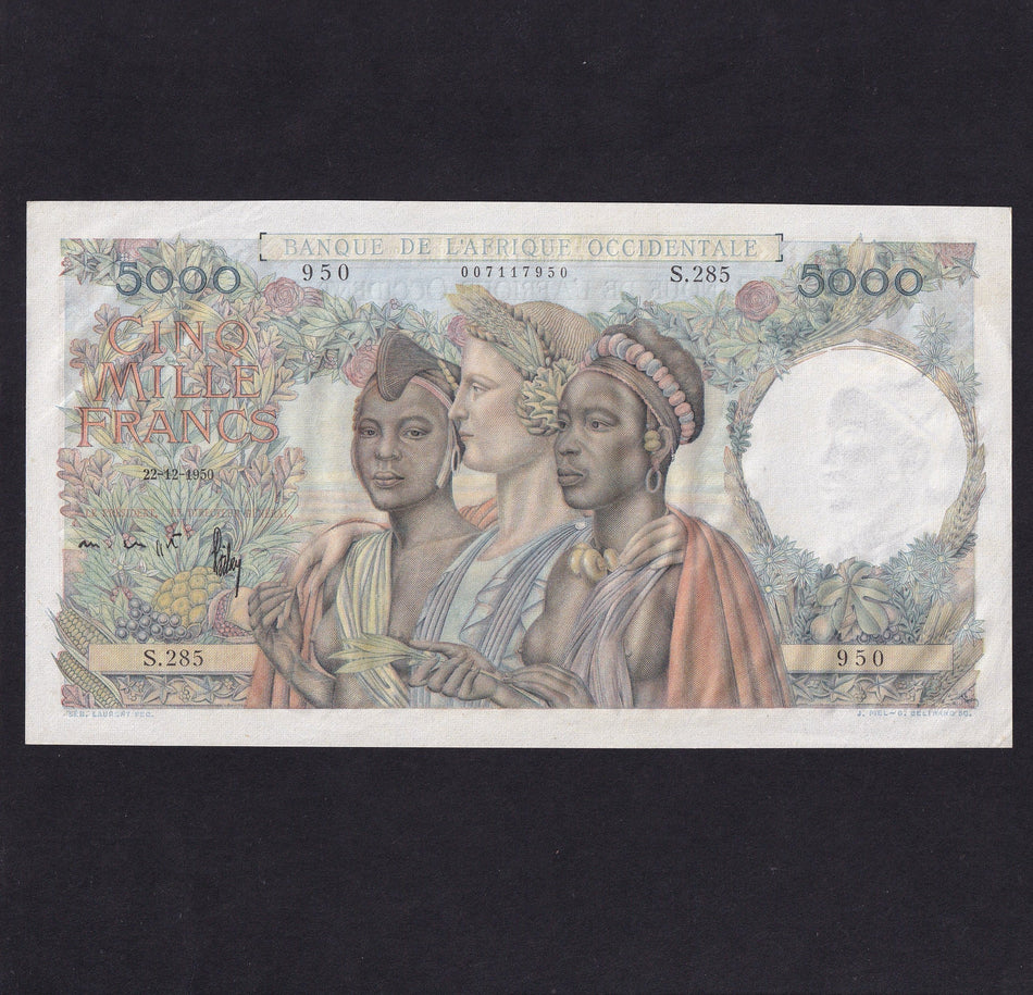 French West Africa (P43a) 5000 Francs, 22nd December 1950, S285 950, Good EF