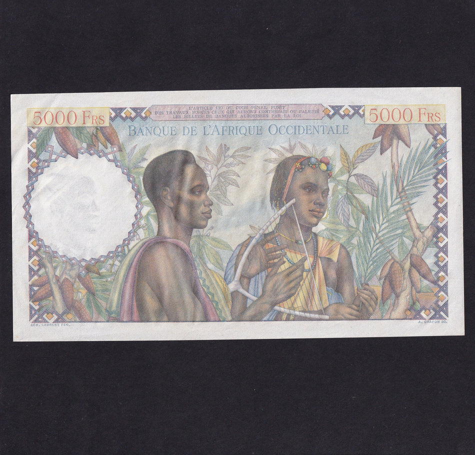 French West Africa (P43a) 5000 Francs, 22nd December 1950, S285 950, Good EF