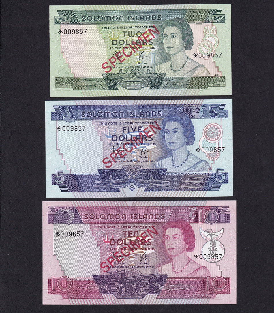 Solomon Islands (PCS1) $2-$10 specimen set, QEII, no.009857, Franklin Mint, UNC