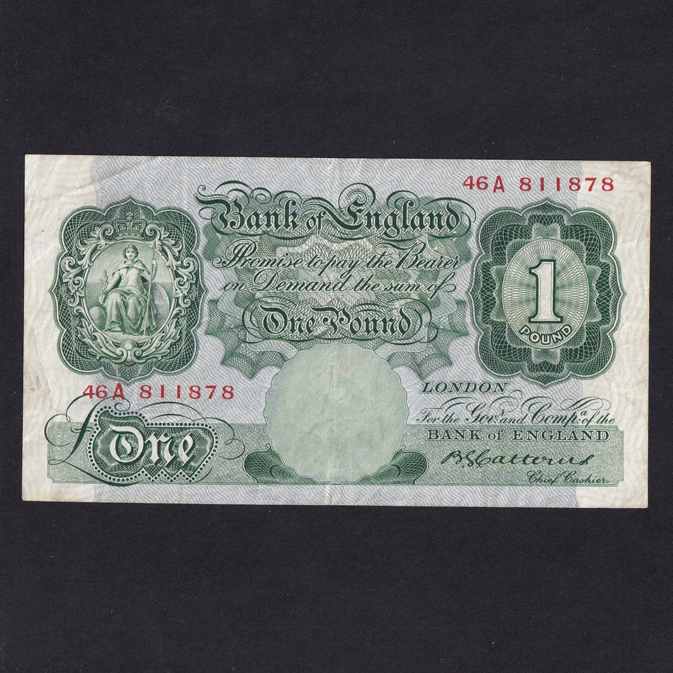 Bank of England (B226) Catterns, £1, 46A, pressed, Fine