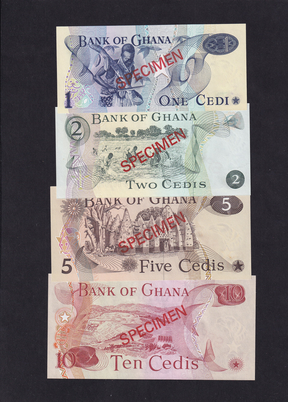 Ghana (PCS1) 1-10 Cedis collector's specimen set, no.10250, Franklin Mint, UNC