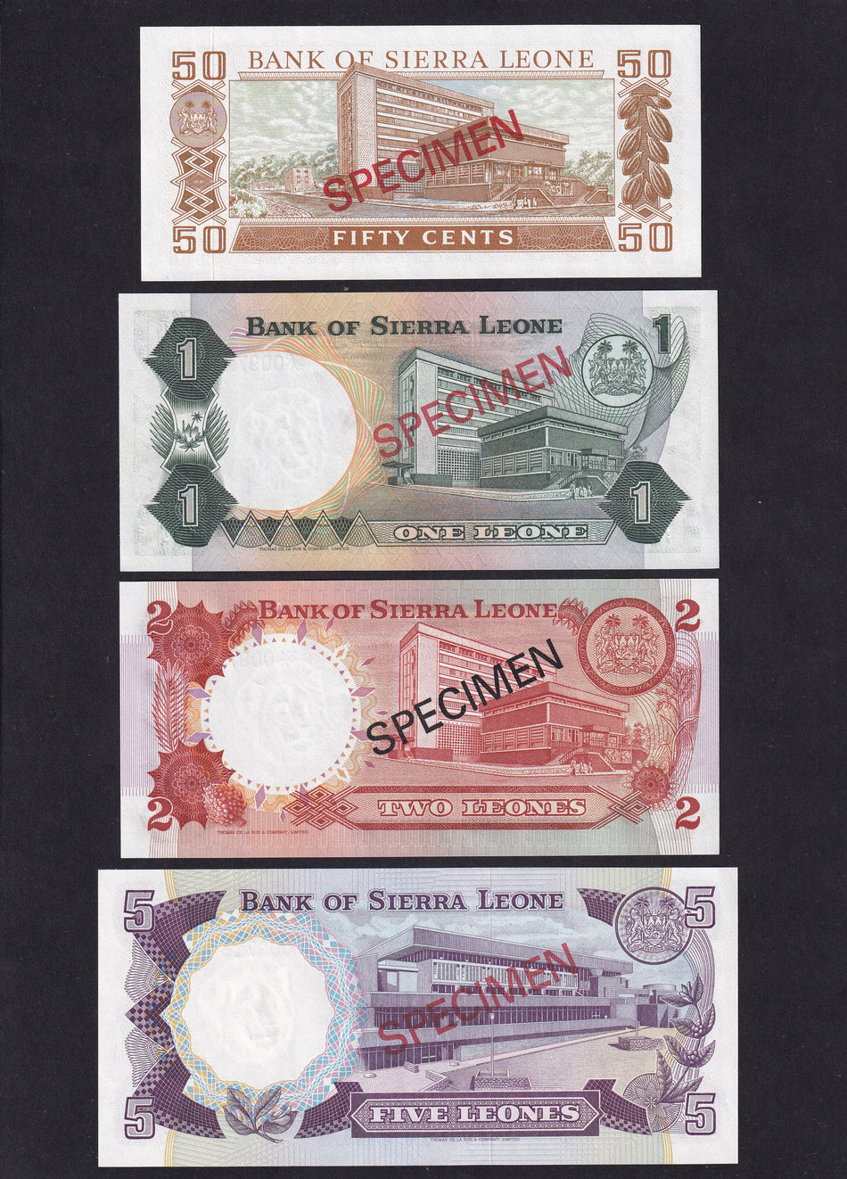 Sierra Leone (PCS1) 50 Cents-5 Leone collector's specimen set, 1978, no.9716, Franklin Mint, UNC